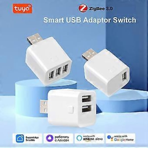 Tuya Smart Zigbee USB Adapter Switch 5V Mini USB Strømadapter Zigbee Smart Switch til Alexa Yandex 3USB
