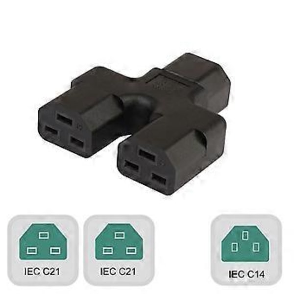 IEC320 C14 Hane till Dubbel C21 Hona Y-typ Splitter Förlängningsadapter