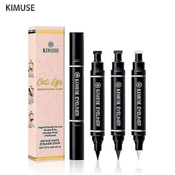 Dubbelhuvud Vattentät Eyeliner Penna Ögonmakeup (2 st/set) Brun