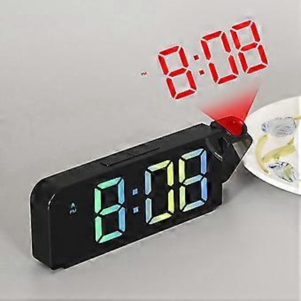 Enkel Projektionsväckarklocka LED Stor Teckensnitt Display Elektronisk Klocka med Temperaturvisning F Stil