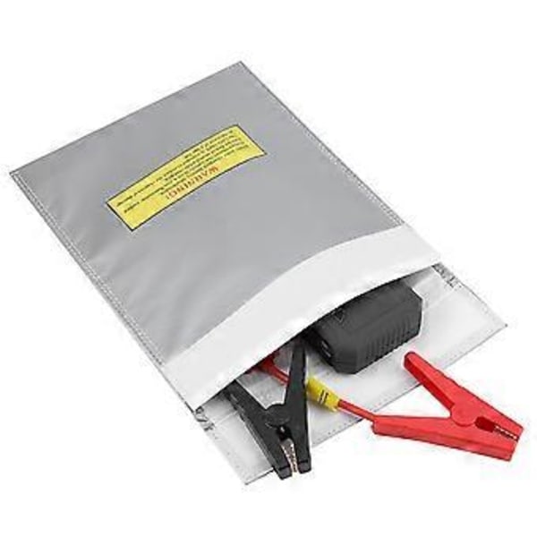 Brandsäker Väska Li po Batterisäkerhet Portabel Två Storlekar Påse Laddningssäck (Silver L)
