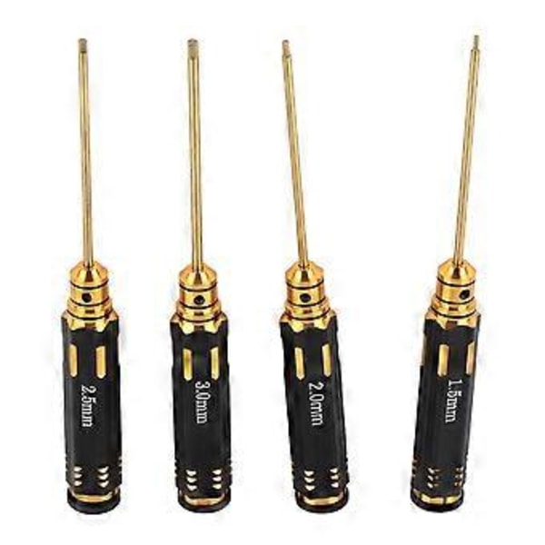4 KPL Titaanipinnoitettu Mallilentokoneen Ruuvimeisseli Musta 1,5 mm / 2,0 mm / 2,5 mm / 3,0 mm