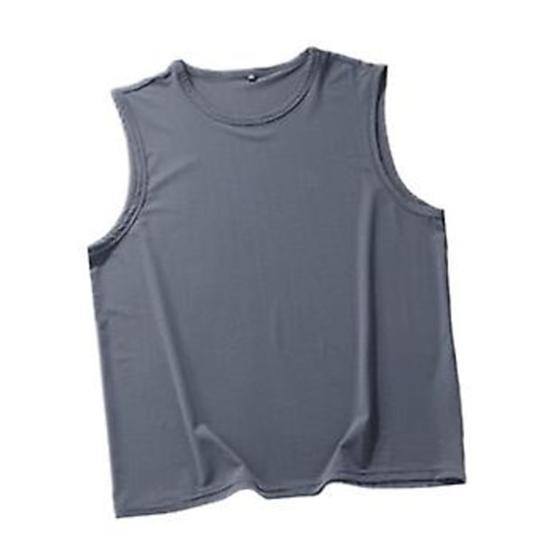 Herre Tank Top Kølende Ærmeløs Træningsvest Hurtigtørrende til Hjemmetræning Sport Grå 2XL