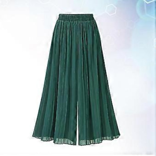 1 stk. Dame Elastisk Talje Chiffon Brede Ben Bukser Løse Plisserede Brede Ben Bukser (grøn L)