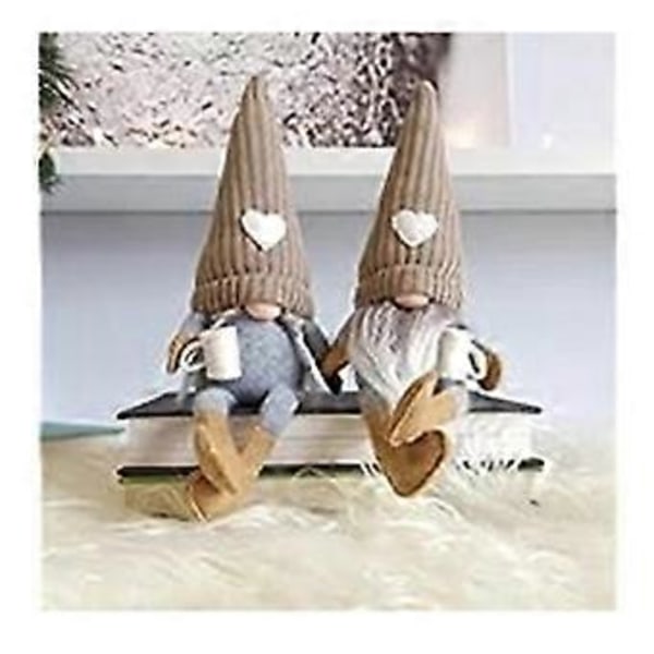 2 st Gnome Plysch Bardekor, Handgjorda Svenska Tomte Gnomes Gåvor för Hem Kök Kaffestation Bords Hylla Dekor