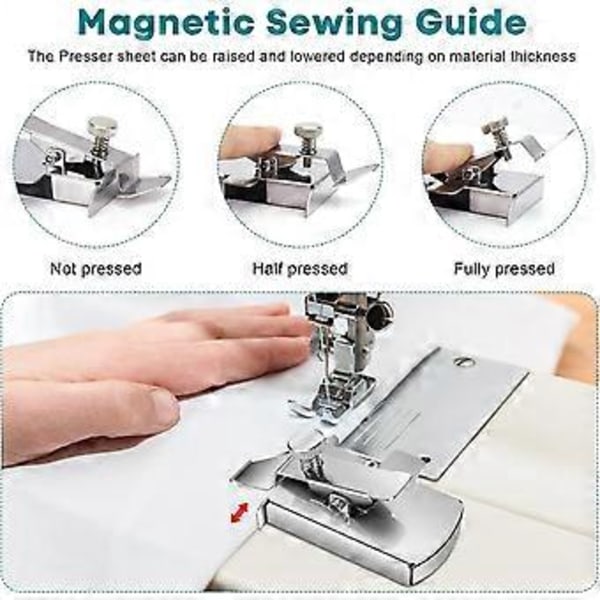 2-pack Multifunktionell Magnetisk Sömnadsguide Kit, Fållguide, Guide för Universell Symaskinsfot