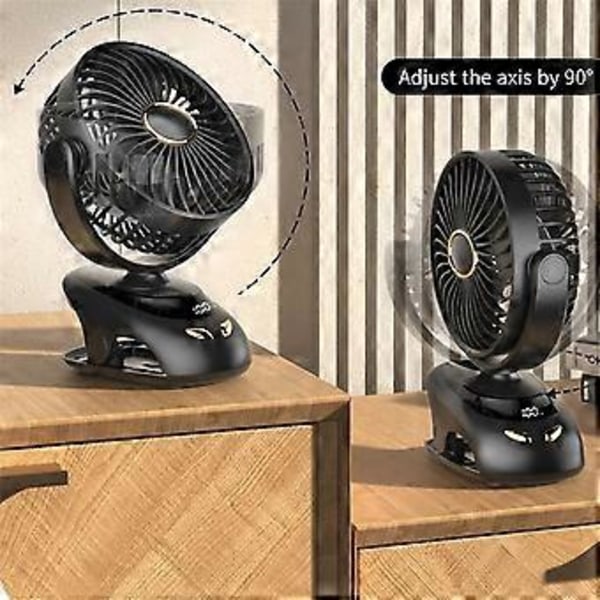 3000mAh N33 USB Clip Fan Clip-on Mini Fan med Clip Aromaterapi Brug Digital Display Bærbar Soveværelse Klapvogns Fan, C
