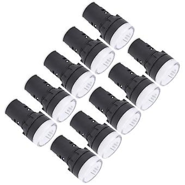 10 stk. AD16‑22DS LED Signallampe Hvid Høj Lysstyrke Indikator Udstyrstilbehør AC220V