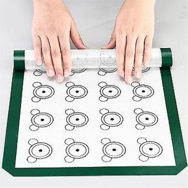 42*29.5cm Silikon Bakematte Multifunksjonell Non-Stick Kakebrettmatte (grønn)(4-d-1)