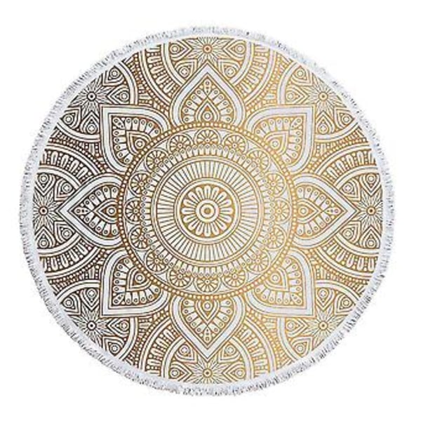 Rundt Mikrofiber Mandala Strandhåndkle Hippie Boho Strandhåndkle Med Dusker Oversized Wrap Teppe Tr