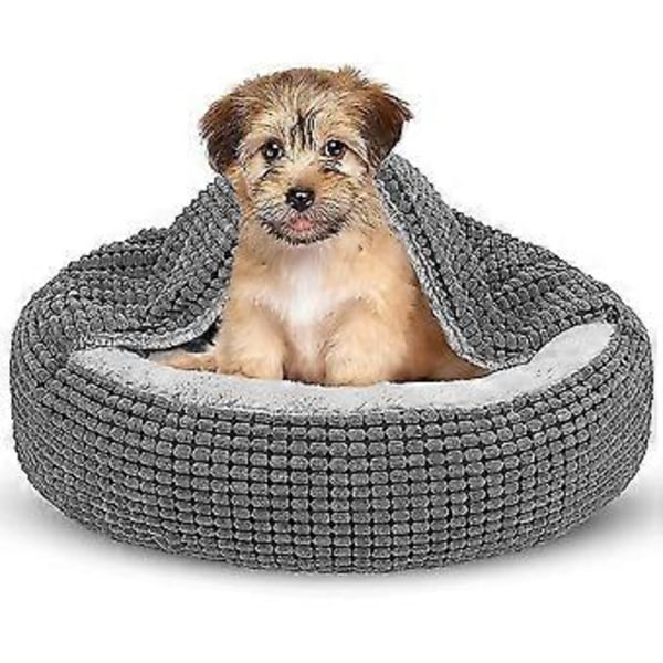 Rund Hundeseng Beroligende Donut Koseseng for Store Medium Små Hunder, Varm