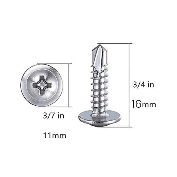 8x5/8 tommer til plademetal selvskærende skruer 410 rustfrit stål gitterhoved højstyrke hurtig ta