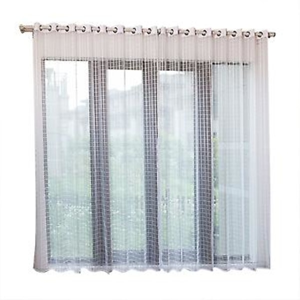 Polyester Vindue Tyl Voile Gardin Soveværelse Stue Indretning (Hvid)