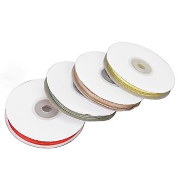 4 st Band Chiffong Guld Kant 9mm Bredd 4 Färger 22m Längd Set Kit för Tillbehör DIY