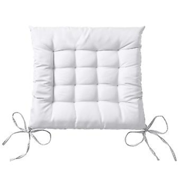 Lea Trädgårdsstolsdyna - Set om 4 - Bekväm och tjock utomhuskudde - Idealisk för inom- och utomhusbruk - 40x40x5 cm - Vit