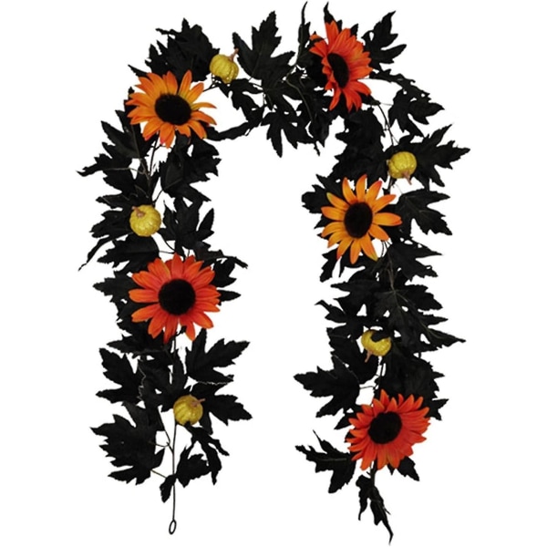 Kunstige sorte ahorn blade hængende, falske blade og blomster væg hængende krans dekoration til hjemmet trappe gelænder juleferie simulering