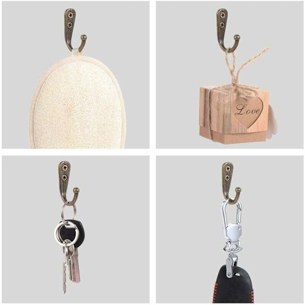 Antikke kroge, 20 stk. enkelt knagerække, retro stil enkelt krog design antik hat vægmonteret krog til køkken, badeværelse, soveværelse - Bronz
