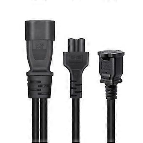 0,3 m IEC320 C14 til IEC320 C5+Nema 1-15R AC-strømforlængerkabeladapterledning