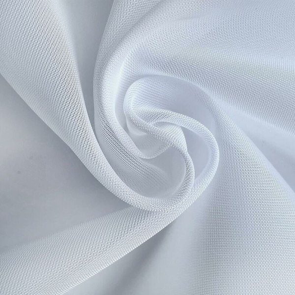1 st transparent gardin i polyester, blomsterbroderi med pompom, korta gardiner, fönsterdekoration, sovrum/badrum/kafé/kök (LxH/60x120cm,