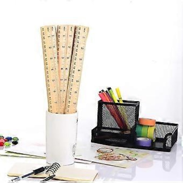 12 stk. Studenter Trælinealer Kontor Målelineal 2 Skalaer (12\" og 30 cm) (4-d-1)
