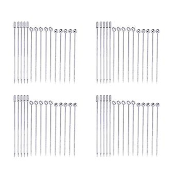 60x Rustfrit Stål Cocktail Sticks Martini Sticks Sæt