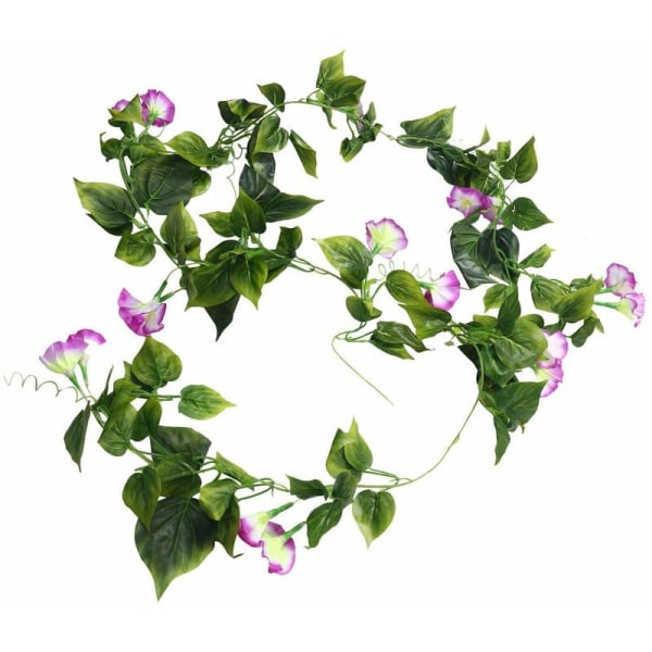 2 stk. Kunstige Ivy Planter Girland 2. Kunstig Hængende Ivy Kunstig Ivy Bindweed Dekoration Til Have Bryllup Balkon Lilla Flow