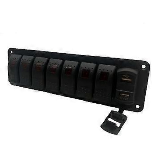 Auton vedenpitävä meriveneen keinukytkinpaneeli 8-osainen 12V/24V katkaisija kaksois-USB-paikat valopainike sininen
