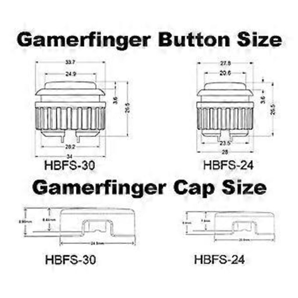 12st Ersättningsknappar för Gamerfinger Mekanisk Tryckknapp för Cherry MX Brytare Knapp 20.2mm B