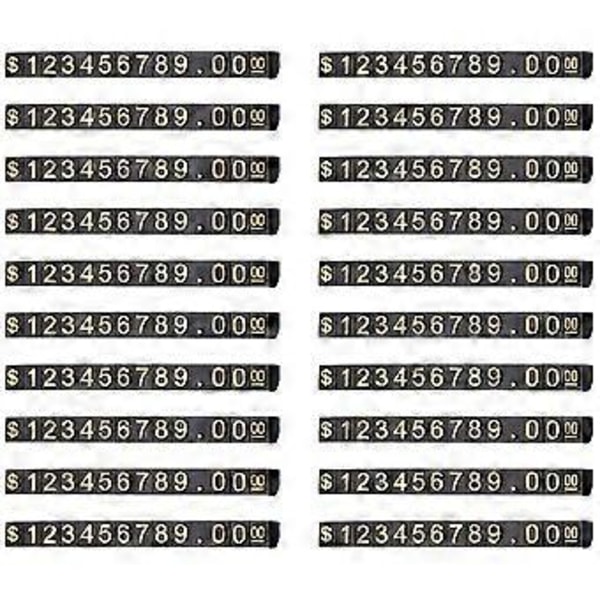 20 Set Prisdisplay Fyrkantig Justerbar Prislapp för Prisdisplay Diskbänk Nummer Bokstav Dollar Pris Block Kit M