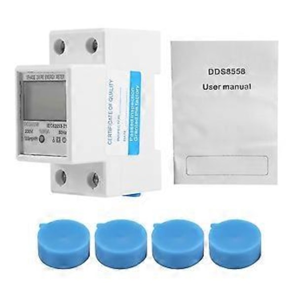 Din-skena Kwh-mätare 1-fas 2-tråds Lcd Digital Display Strömförbrukning Energi Elektrisk Kwh-räknare Ac110v-230v 50/60hz h