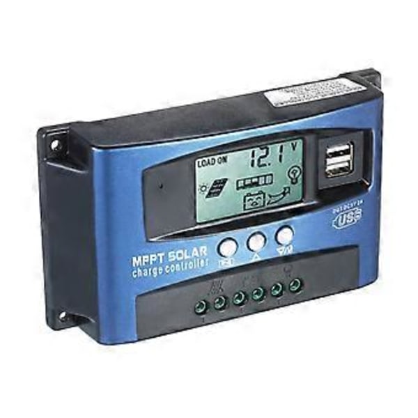 MPPT Solar Charge Controller Dobbelt USB Solar Controller Smart LCD-skærm MPPT Tracking 5V/2A Dobbelt USB-udgang 12V/24V Automatisk Identifikation