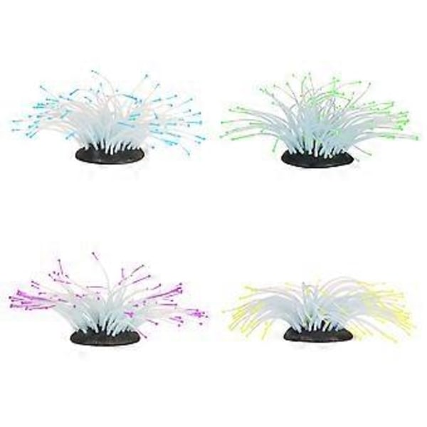 Kunstig Silikone Søanemone med Glødende Effekt til Akvarium Ornament Dekoration