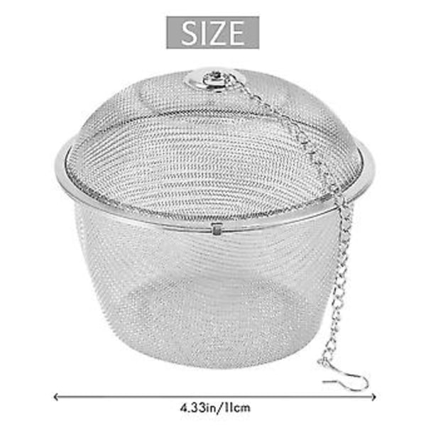 Extra Stor Rostfri Twist Lock Mesh Te-kula Te-sil med Krok och Kedja