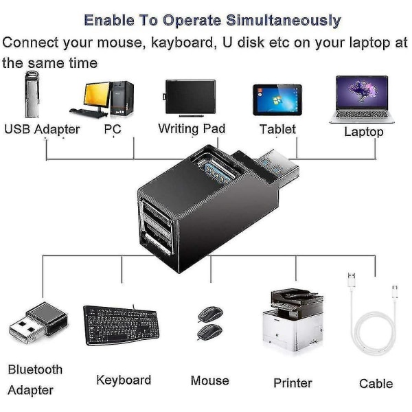 Usb 3.0 3-porttinen Hubi (2 Usb 2.0 + Usb 3.0), Datakeskitin Ja Pceille Ja Muille Usb 3.0 -yhteensopiville Laitteille