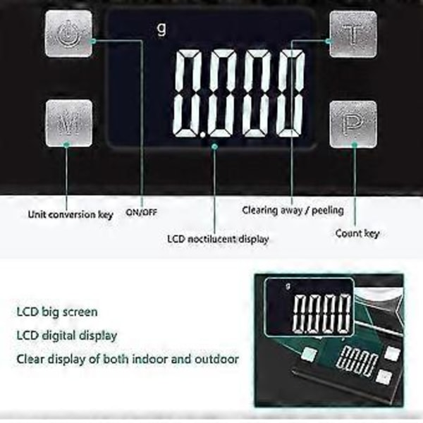 Digital Elektronisk Våg 0.001g Hög Precision Portabel Mini LCD Digital Elektronisk Våg För Vägning Smycken Guld Piller (50g/0.001g) Hy