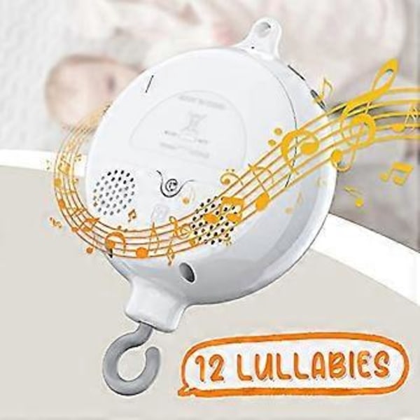 Krybbemobil Motor Baby Musikboks Spinner Med 3 Tilstande Justerbar Lydstyrke 12 Vuggeviser Auto-sluk Efter