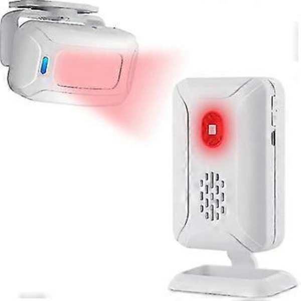 Bevegelsesdetektor, trådløs dørklokke, hjemmealarmsystemsett med 1 sensor og 1 mottaker, elektronisk sensor velkomstapparat Qyroadwolf