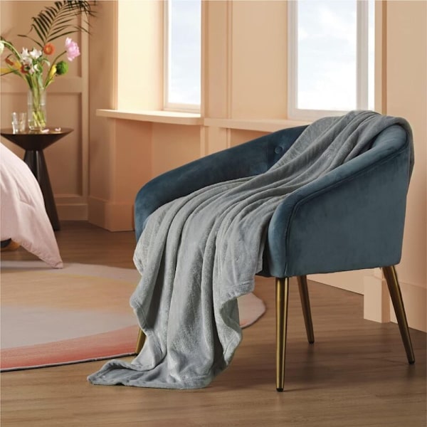 Rutete sofa-fleeceteppe - Sofaoverkast 230x200, Flanell sofaoverkast for 2 personer Myk og varm grå - RWPlaid