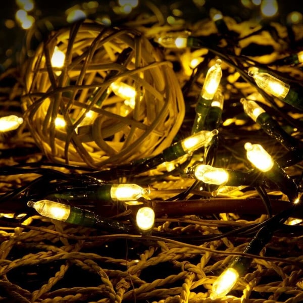 Julbelysning - 50 st transparenta LED-lampor med grön kabel, batteridriven ljusslinga med timer, används för julgransgirlang, bröllop