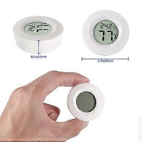 2 st Mini Rund Hygrometer Termometer Digital LCD Monitor Mätare Inomhus Utomhus Fuktighet Temperaturmätare