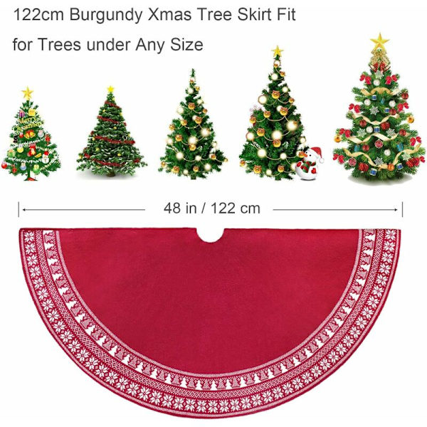 Julgransmatta, 122 cm stickad julgransmatta med snöflinga tjock julgran rustik semesterdekorationer matta topper träd T