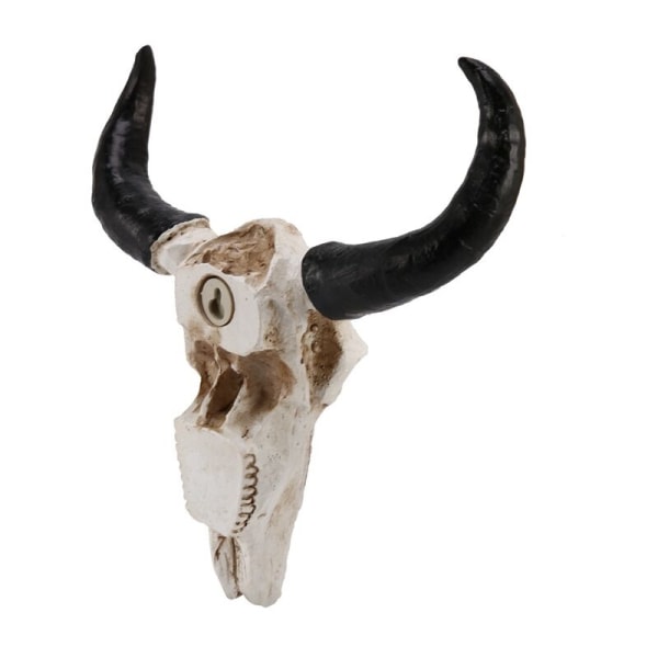 Resin Longhorn Ko Huvud Skalle Vägg Hängande Dekor 3D Djur Vilda Skulptur Figurer Hantverk Horn för Halloween Dekor