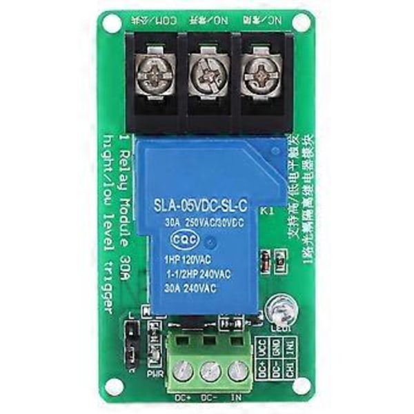 Relämodul 1 Kanal med Optokopplarisolering Stöd Hög och Låg Nivå Trigger Switch 30A5V