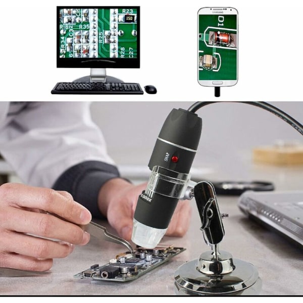 USB-digitaalinen mikroskooppi, käsikäyttöinen 40X-1000X suurennosendoskooppi, Mini-videokamera Windows 7/8/10 Mac Linux Androidille (OTG:llä)