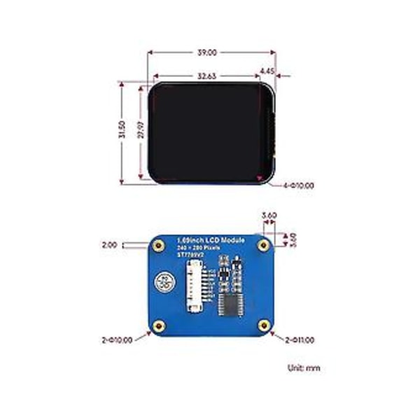 1,69 tuuman IPS-näytölle LCD 240 x 280 resoluutio SPI-liitäntä 26 näyttöä STM32:lle