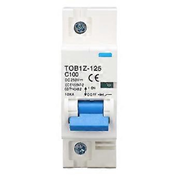 1P DC Strømafbryder 100A 35mm DIN-skinne Installation Solcelle PV Kortslutning Overbelastningsbeskyttelse Switch DC250V