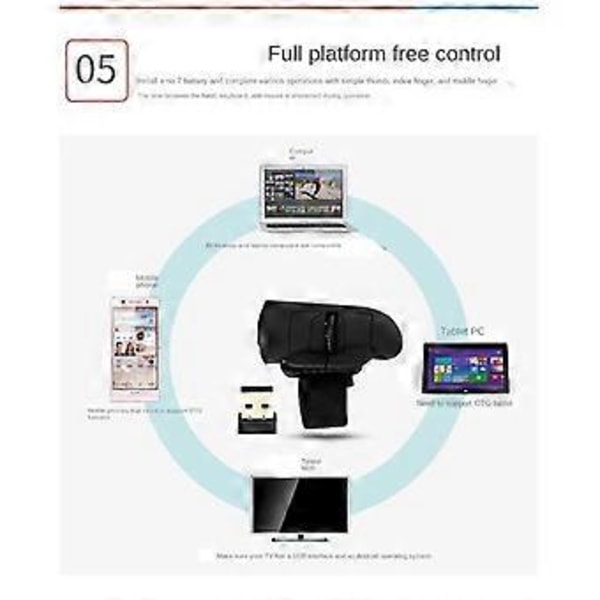 Mini 2.4G Trådløs Finger Ring Mus Ergonomisk Håndholdt Optisk Rejsemus (Sort)