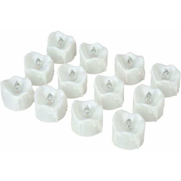 LED-lys, LED-teljus, flammefrie lys med timer, automatisk modus: 6 timer på og 18 timer av, 3,2 x 3,6 cm, pakke med 12, varm hvit