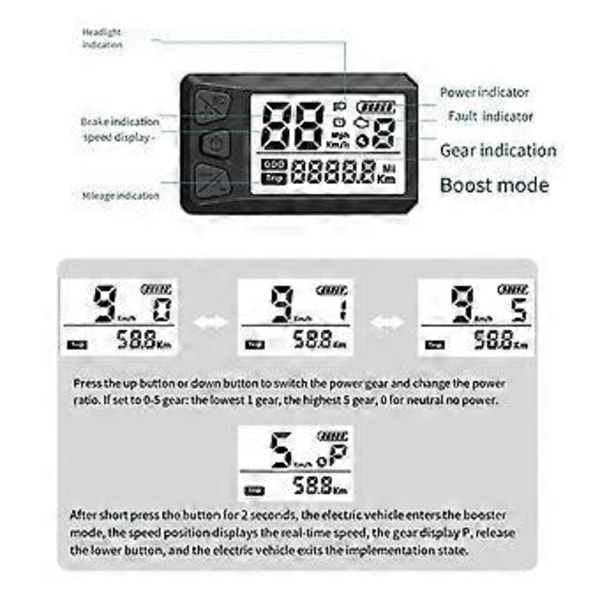 LCD Display Elmätare för Centermotor 530S Kodtabell BBS01/02/HD Universella Kodtabellstillbehör