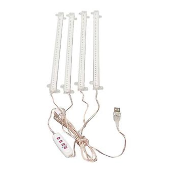 Kasvien kasvuvalo, 4 päätä, USB-pistoke, himmennettävä ajastintoiminto, täyden spektrin LED-kasvuvalo sisätiloihin, mehikasveille, auringonvalo, 4000K, 168 LEDiä